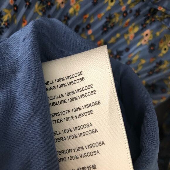 Free People Sweetest Thing Long Sleeve V Neck Dress Blue Floral NEW - Picture 9 of 10